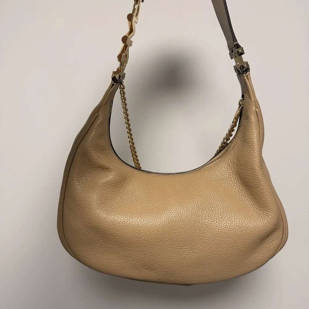 Michael Kors Tan Hobo Shoulder Bag with Gold Chain Accent